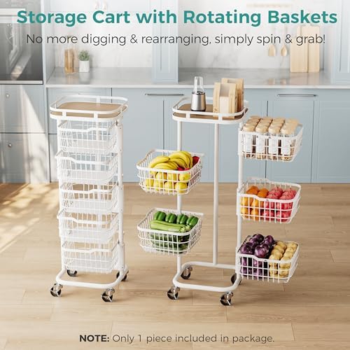 5 Tier Rotating Kitchen Storage Cart, Fruit Vegetable Potato Rack Stand - 1