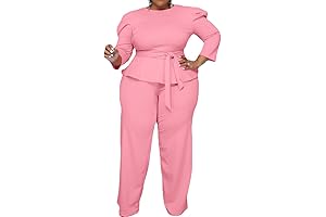 Plus Size Pink Pants Suit for Women