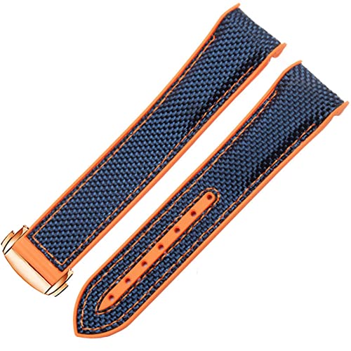 Bracelet en silicone et nylon avec boucle pliante pour Omega Seamaster 300 et Planet Ocean 600