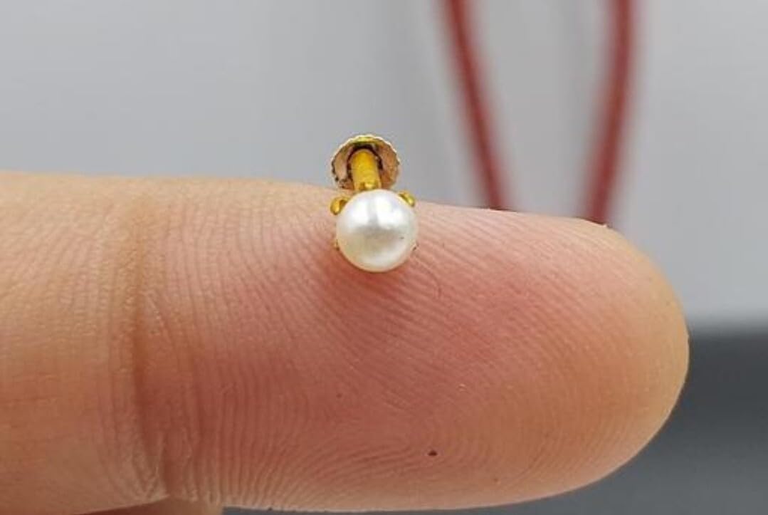 House Of Common Pearl Gold-Plated Plated Brass Nose Stud Gold-image-46