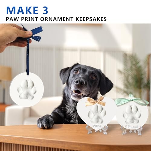 image for MYPAWLETS Dog or Cat Pawprints Keepsake Kit,Make 3 Clay Paw Print Orna