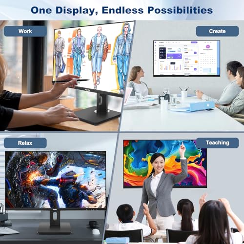 Image of Touch Screen Monitor, Touchscreen Monitor 27'' QHD 2560x1440 100Hz, Touch Screen Monitors w / 10-Point Touch, Built-in Speakers, Type C, VESA, Stylus Pen, Perfect for Bar, Gym, Business, Black