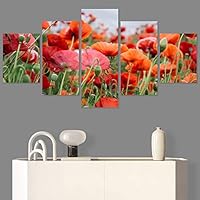 SIGNWIN 5 Panel Canvas Wall Art Modern Art Bouquet Colorful Cool Floral Group Multicolor Photography Realism Romantics for Home Decorations Ready to Hang - 60
