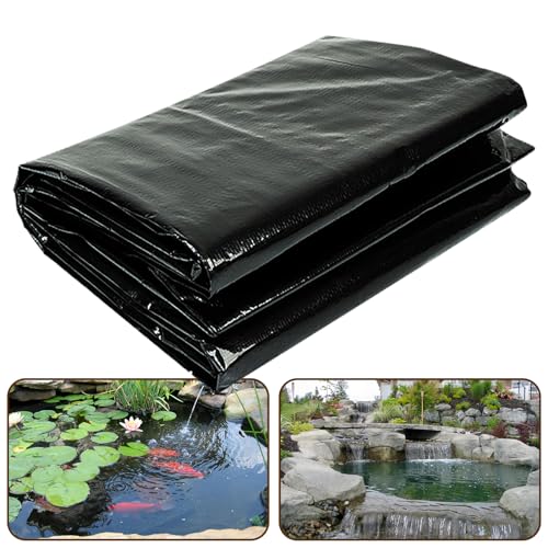 yeezoo 20x20FT Reinforced PE Pond Liner KOI Pond Liners for Outdoor Ponds Enhanced 5-Layer Structure Pond Liner for Fish Duck Garden Raised Bed and Waterscape Pond(0.63oz/sq ft Thickness)