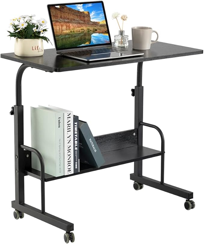 SIDUCAL Mobile Side Table Mobile Laptop Desk Cart 31.50 Inches Tray