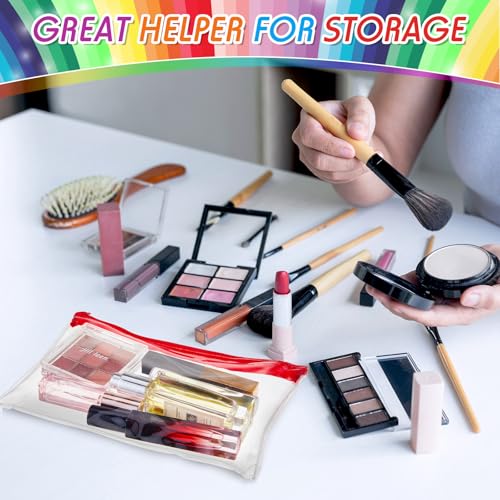Image of Feifeiya 24 Pcs Clear PVC Pencil Pouch Bulk 8.66 x 5.71 Inch Soft Pencil Case Bag Transparent Zipper Pouch for Study School Supplies Travel Storage (Colorful)