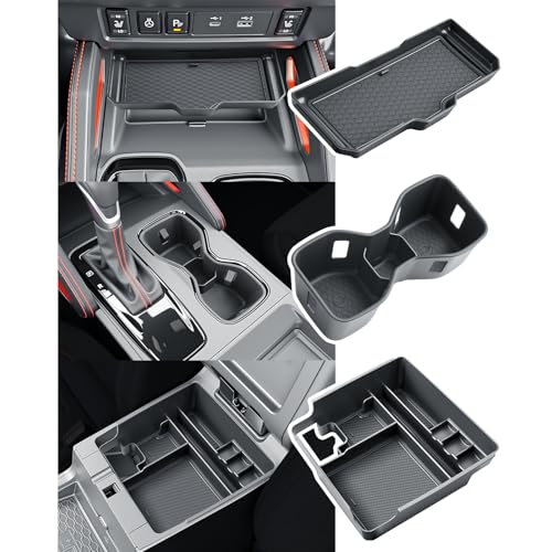 BIBIBO 3Pack for 2025 Nissan Frontier Center Console Organizer 2025 2026 Nissan Frontier Console Armrest Tray+Cup Holder+Wireless Charging Mat Frontier Insert Organizer 2025 Frontier Truck Accessories