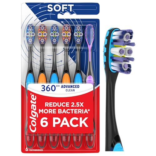 Colgate 360 Advanced Clean Adult Soft Toothbrush Pack, 6 Soft