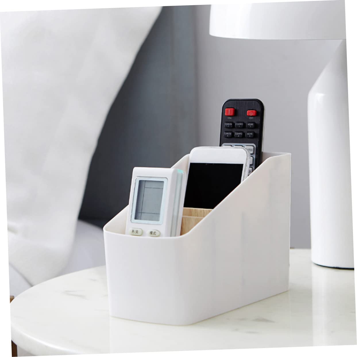 Sewroro 2 Stück Desktop Organizer Multifunktionale Aufbewahrungsbox für Fernbedienungen Handys und Büromaterialien für Wohnzimmer und Büro mit Praktischen Fächern und Elegantem Design