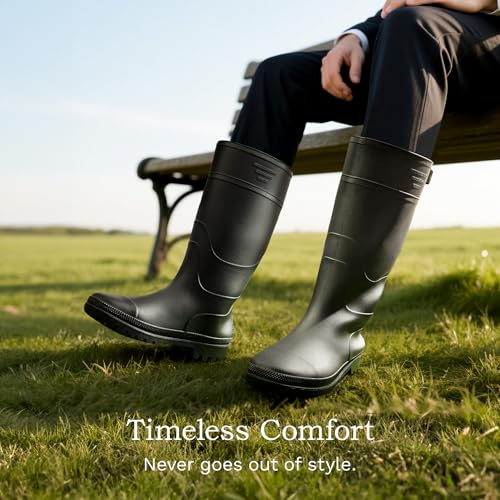 Bruno Marc Gummistiefel Herren Halbhoch Arbeitsschuhe Wasserdicht Regenstiefel für Gartenarbeit Hundespaziergänge Auto Waschen,Size 41,Alles Schwarz,BMEMRB2503