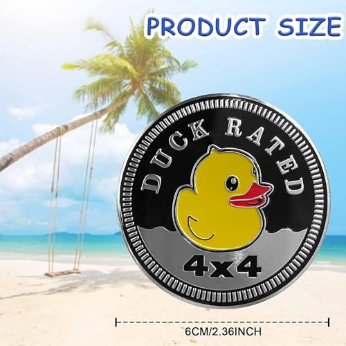 Image of 4Pcs Duck Badge Rated Car Emblem, 4 x 4 Metal Automotive Badge 3D Metal Duck Car Badges Emblems Round Emblem Decals Car Badge Decals Stickers Compatible for Jeep Wrangler Vehicles Trucks SUV
