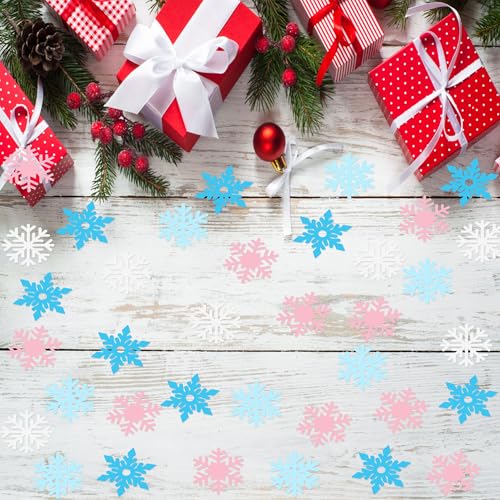 Image of 100 Pcs Snowflakes Confetti Decorations for Christmas Winter Frozen Theme Themed Party Baby Shower Confetti Paper Table Scatter