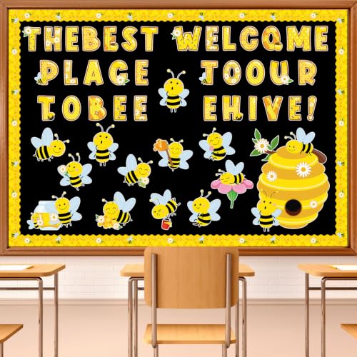 Image of Bee Bulletin Board Decorations Set Bumble Bee Classroom Decoration Sunflower Hive Cutouts Cutouts for Spring Summer Office Classroom Home Wall Decor