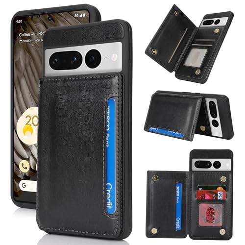 iCoverCase Compatible with Google Pixel 7 Pro Case with Card Holder Wallet Phone Case for Women Men [RFID Blocking] PU Leather Protective Wallet Case for Pixel 7 Pro (Black)