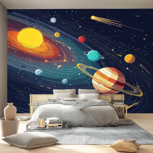 Fresque murale univers pour transformer la chambre d'enfant en station spatiale