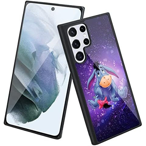 Cartoon Case for Samsung Galaxy S22 Ultra Case (2022) Cute Eeyore Cartoon Character Pattern Tire Anti-Slip Anti-Scratch Design TPU +PC Shockproof Protection Bumper Black Cover Cover