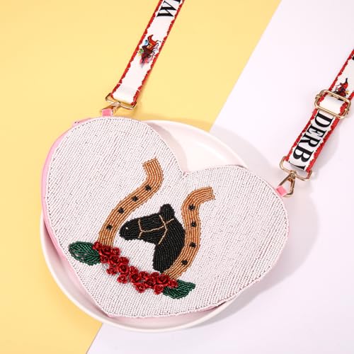Derby Purse for Women Beaded Horseshoe Rose Crossbody Purse Shoulder Bag Horse Race Day Derby Outfits Gifts3