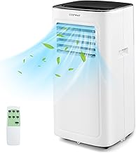 COSTWAY Portable Air Conditioner, 9000 BTU Portable AC with Built-in Dehumidifier, 24H Timer, Smart Sleep Mode, LED Touch Panel for Cooling Rooms up to 280 Sq.Ft, Remote Control & Window Kit Included