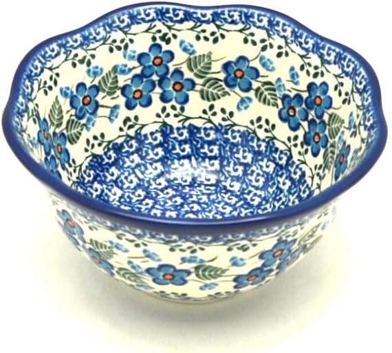 Polish Pottery Bowl - Wavy Edge - Parisian Posies