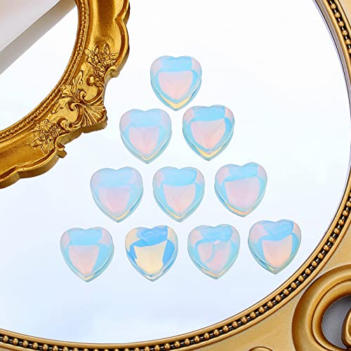Image of QINJIEJIE 20 PCS Opalite Heart Stones Natural Crystals Polished Healing Pocket Bulk Wholesale Healing Palm Thumb Love Set Reiki Energy Balancing Meditation Gift