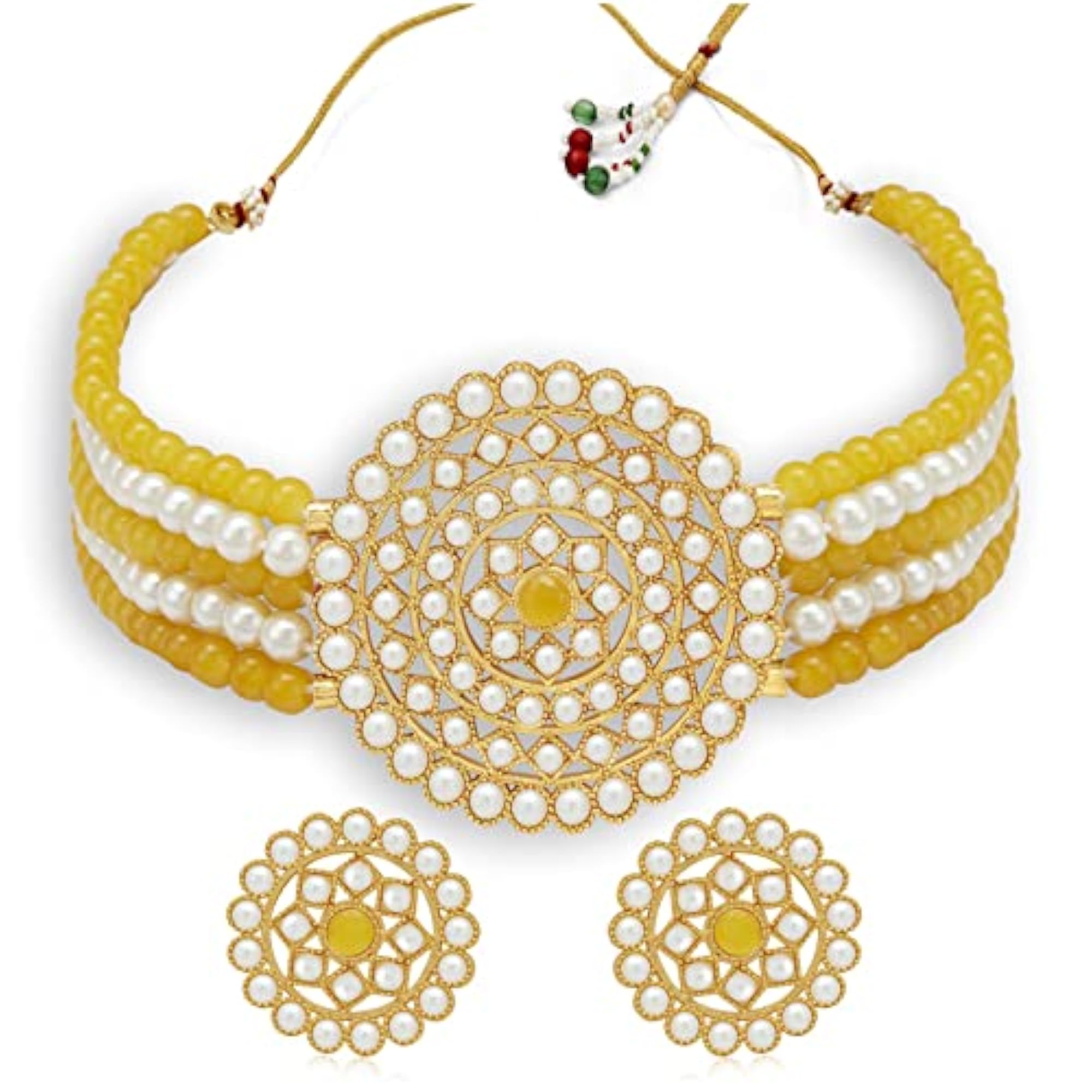Women's Gold Plated Classic Choker Necklace Set, Free Size