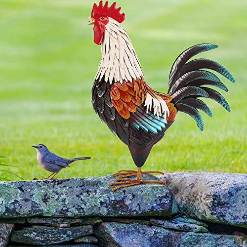 Chisheen Metal Rooster Decor,Yard Chicken Decorations,Outdoor Garden Statues, Metal Chicken Sculpture For Backyard Patio Kitchen Decor & Lawn Ornaments #TOP1