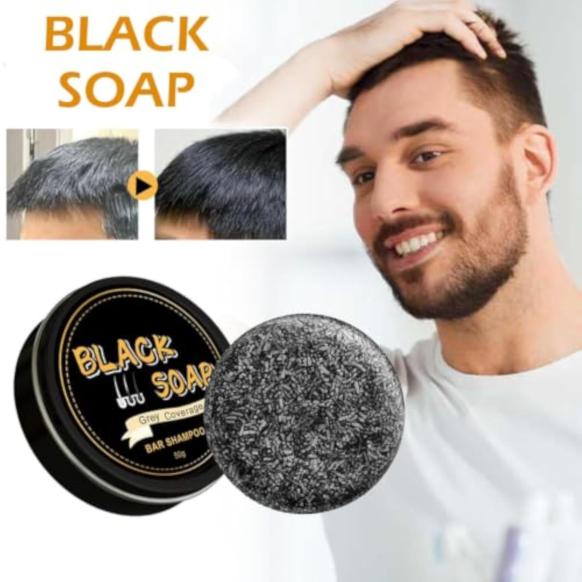 Natural Black Hair Shampoo Bar with Ginseng & Black Sesame