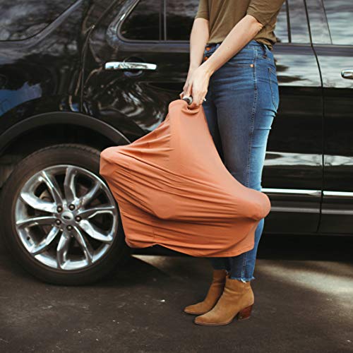 Image of Parker Baby 4 in 1 Car Seat Cover for Girls and Boys - Stretchy Carseat Canopy, Nursing Cover, Grocery Cart Cover, High Chair Cover - inchCopper inch