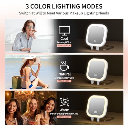 FUNTOUCH Rechargeable Lighted Double-Sided Makeup Mirror, 1X/30X Magnification