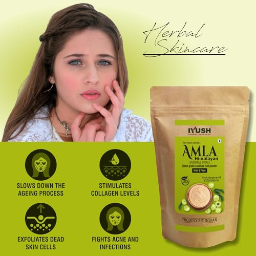 Image of IYUSH Herbal Ayurveda Wild Himalayan Amla Powder - 900gm | Amla Powder for Eating | Amla Powder for Hair Growth Organic | Organic Amla Powder | Hair Volume Powder | Indian Gooseberry Powder |