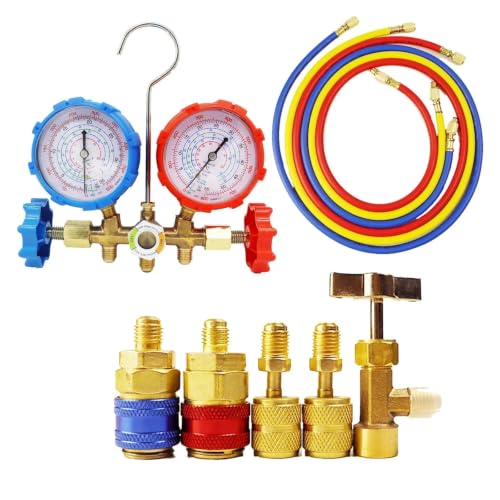 TLXGSTZVBFQ AC Diagnostic Manifold Gauge Set R410A R404A R134A Refrigerant Manifold Gauge with Hose and Hook para flexibilidad en el Sitio(Set B)
