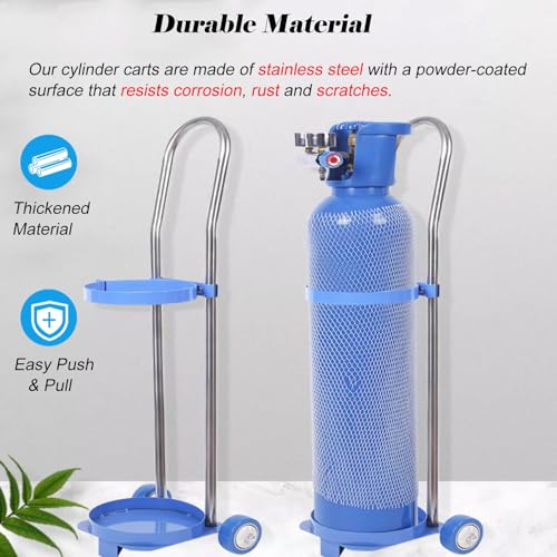 Genérico Soporte para Cilindros de Gas/transportador de Tanques de oxígeno. Carro para Cilindros de Acero Inoxidable para clínicas y Laboratorios. Estante rodante para Cilindros de Gas con 2 Ruedas.