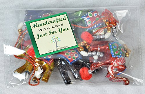 Rastogi Handicrafts Indian Door Hanging Ethnic Kalamkari Hand Painted Elephants Stringed Together With Beads and Bell Christmas Decoratio - Image 4