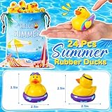 24 Pcs Summer Rubber Ducks with a Bag, Ducks for Cruise Ship Hiding, Ducks for Jeeps, Assorted Beach Duckies Toys for Summer Vacation, Cruise Essentials 2026, Beach Party Favors Gifts for Kids
