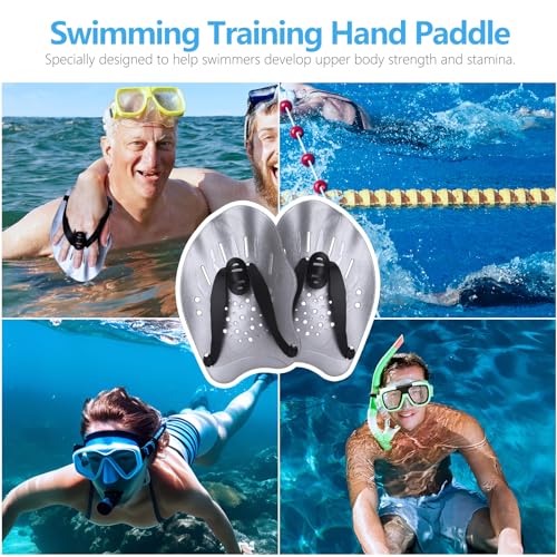 image for Hianjoo Swimming Hand Paddles for Adult and Junior (1 Pair), Power Str