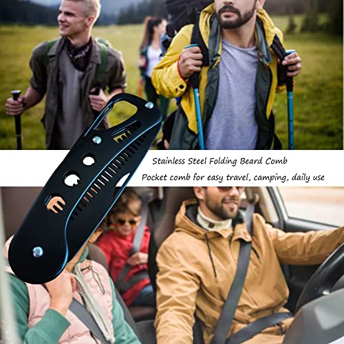 Beard Comb Stainless Steel Folding Beard Comb Portable Wallet Pocket Comb For Men #TOP4