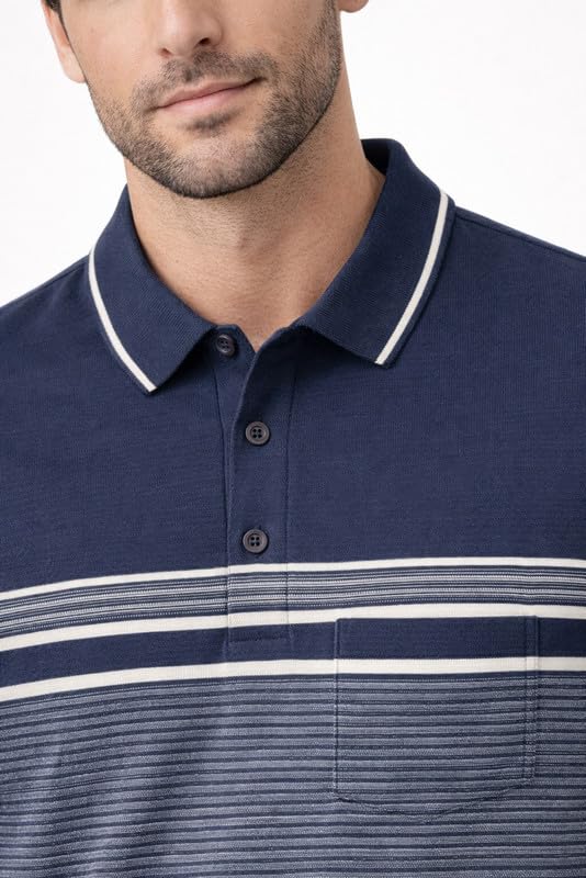 Image of SANE ORIGINALS Full Sleeves Textured Polo Tshirt for Men with Pocket || Long Sleeves Collar and Pocket T-Shirt for Men