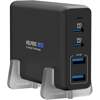 Helpers Lab 105W デュアル タイプC PD PPSトラベルチャージャー30W 65W USB-C PD PPS & 2 USB 急速充電 PSE認証 MacBook Pro 13 15 16 DELL XPS 12 13 15 9360 iPhone 12 Pro など対応 …
