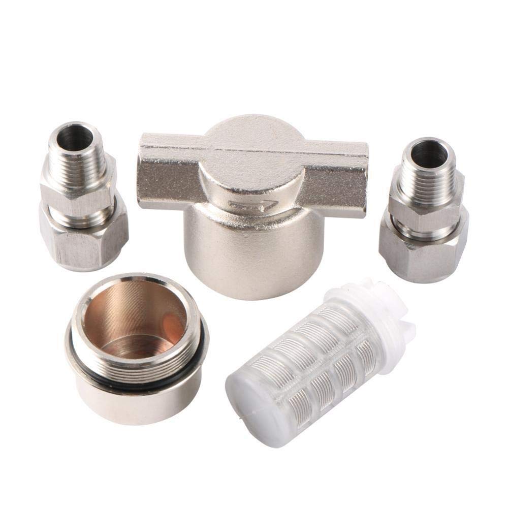 Adaptador de Conector de Manguera Rosca de 1/4" de Nebulización de Alta Presión Filtro Deua Tubería de 3/8" Interfaz de Bloqueo Antideslizante Bomba de Riego Filtro de Metal/Oro