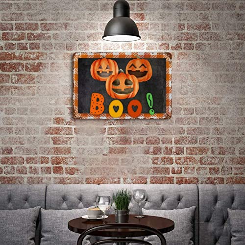 Panneau métal Halloween Citrouille Boo plaque décorative automne maison - 6