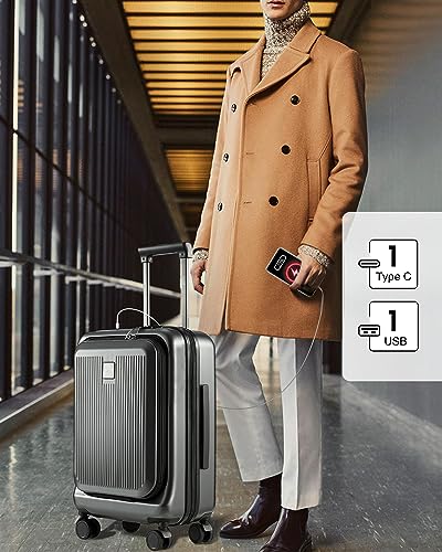 20 Inch Carry On Luggage With Laptop Compartment - Polycarbonate Suitcase With Usb Port - Hassle-Free Travel Luggage Airline Approved, Expandable And Lightweight #TOP4