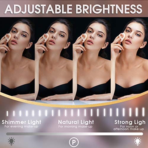 Misavanity Large Vanity Makeup Mirror With Lights 23"X18" Lighted Hollywood Mirror With 10X Magnification And Usb Charger For Bedroom Dressing Room Tabletop 15 Dimmable Led Lights 360 Degree Rotating #TOP4