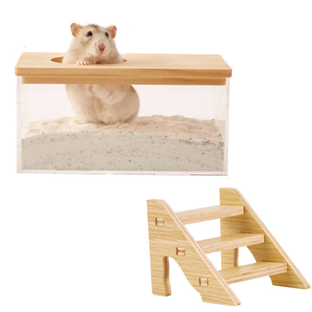 Oncpcare Hamster Sand Bath Container, Acrylic Critter Sand Bath Shower Room & Digging Sand Box for Hamsters Mice Lemming Gerbils or Other Small Pets (Rectangle)
