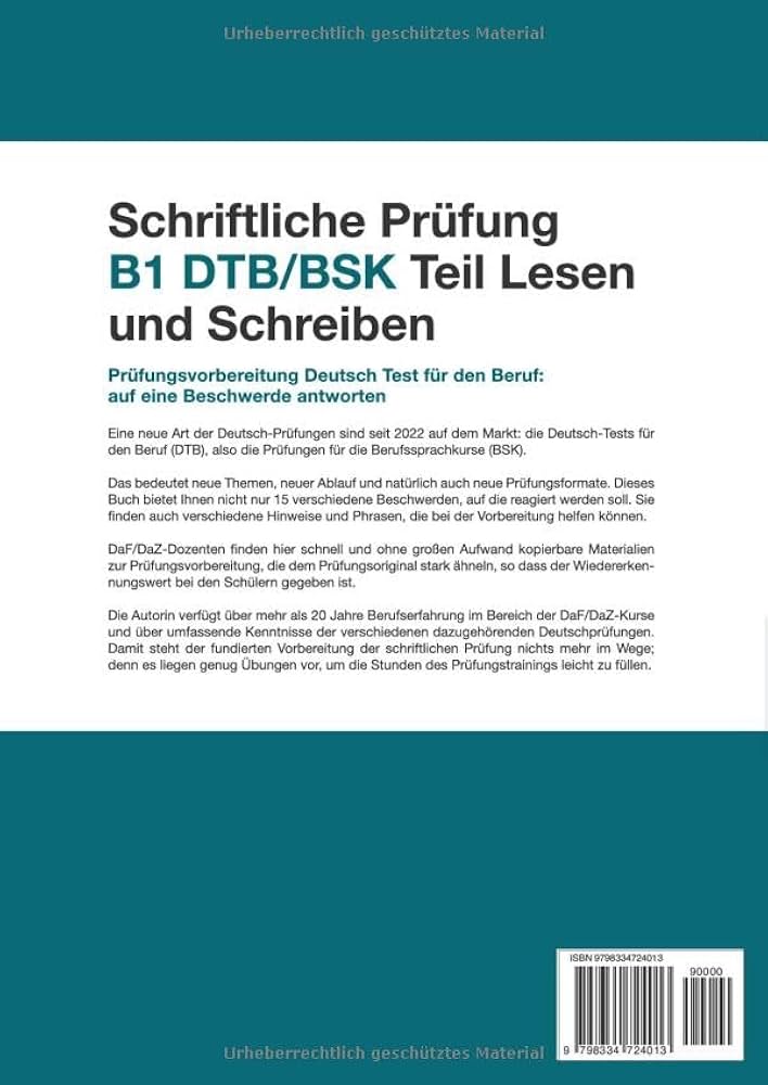 Amazon.com: Schriftliche Prüfung B1 DTB/BSK Teil Lesen und