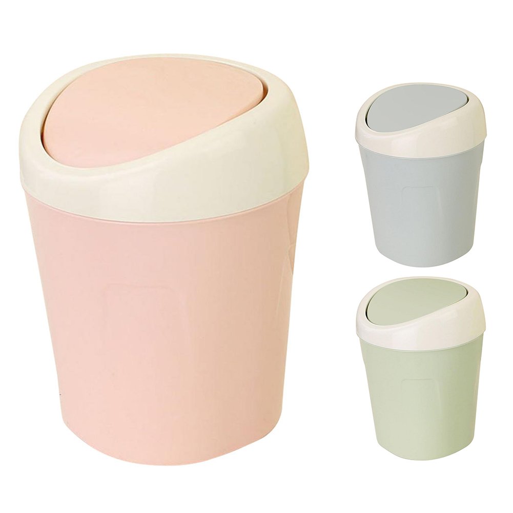 Abfallbehälter Küchenabfalleimer, Mini-Mülleimer, Schreibtisch-Mülleimer mit Schwingdeckel, Tisch-Papierkorb, Kunststoff-Arbeitsplatten-Mülleimer, kleiner Abfalleimer for das Home Office(Pink)