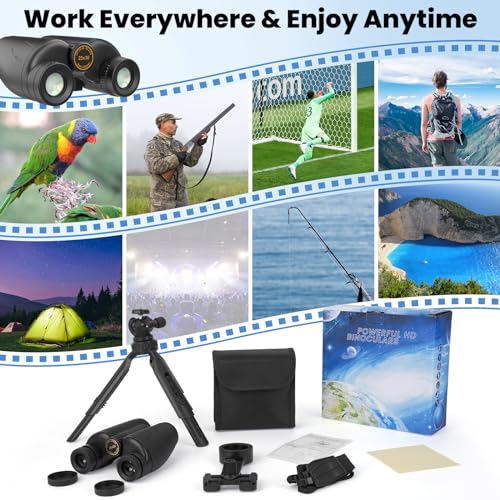 Image of 25x30 Professional Large Eyepiece Binoculars for Adults - Complete Kit with Phone Adapter, Tripod Adapter, Waterproof and Compact for Bird Watching, Concerts and Sports Events