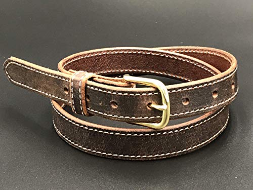 Black Amish Handmade Leather Dress Belt Plain Stitched 1 inch wide4