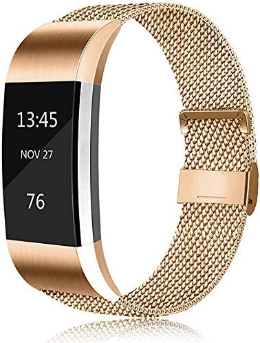 Erencook Replacement Bands Compatible with Fitbit Charge 2, Stainless Steel Metal Lock Replacement Wristband for Women Men Large