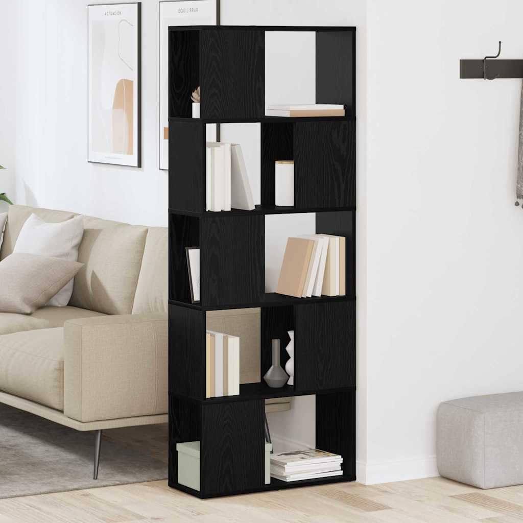 Zestaw 4 mebli telewizyjnych, czarny, 60 x 24 x 156 cm, materiał na bazie drewna, do montażu na ścianie, nowoczesny design, do salonu i sypialni, 4 półki