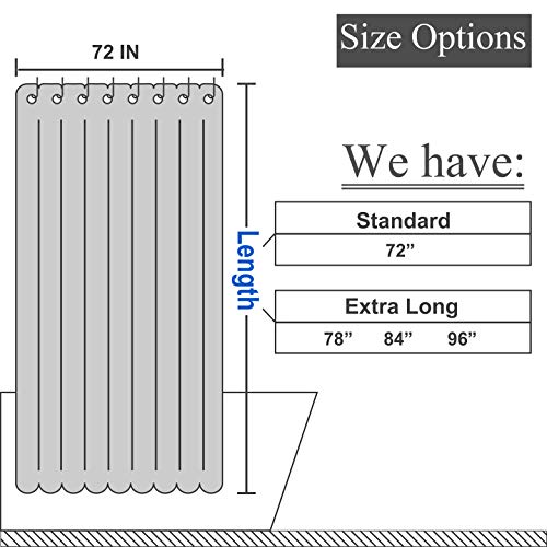 Image of Extra-Long Waffle Weave Shower Curtain 71 Inch W x 96 Inch H - Hotel Luxury Spa, 230 GSM Heavy Weighted Fabric, Water Repellent, Navy Blue, 71x96